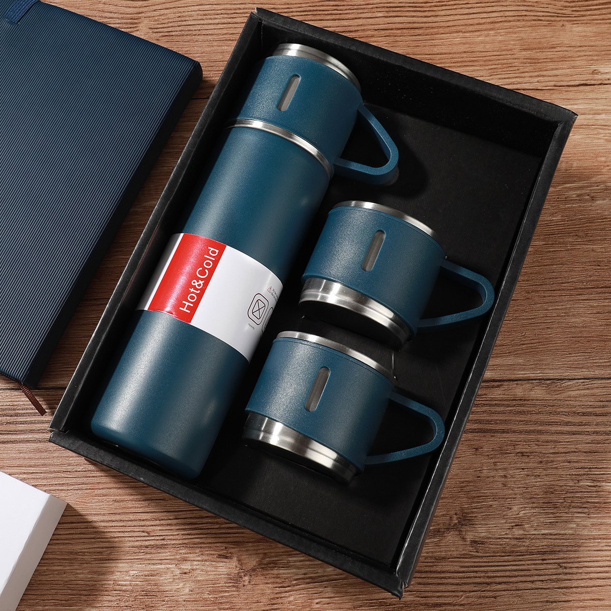 500ml Stainless Steel Vacuum Flask Set 3 Lids Bullet-Shape Classic Design Gift Box Set Portable Business Thermos Cup