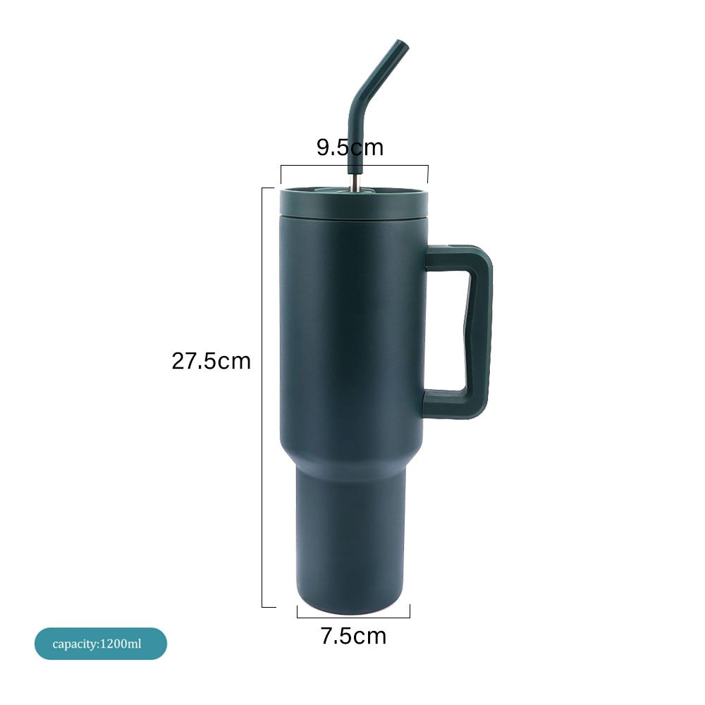 40oz travel Tumbler With Handle and Straw Insulated Reusable Stainless Steel Water Bottle with Multiple Accessories
