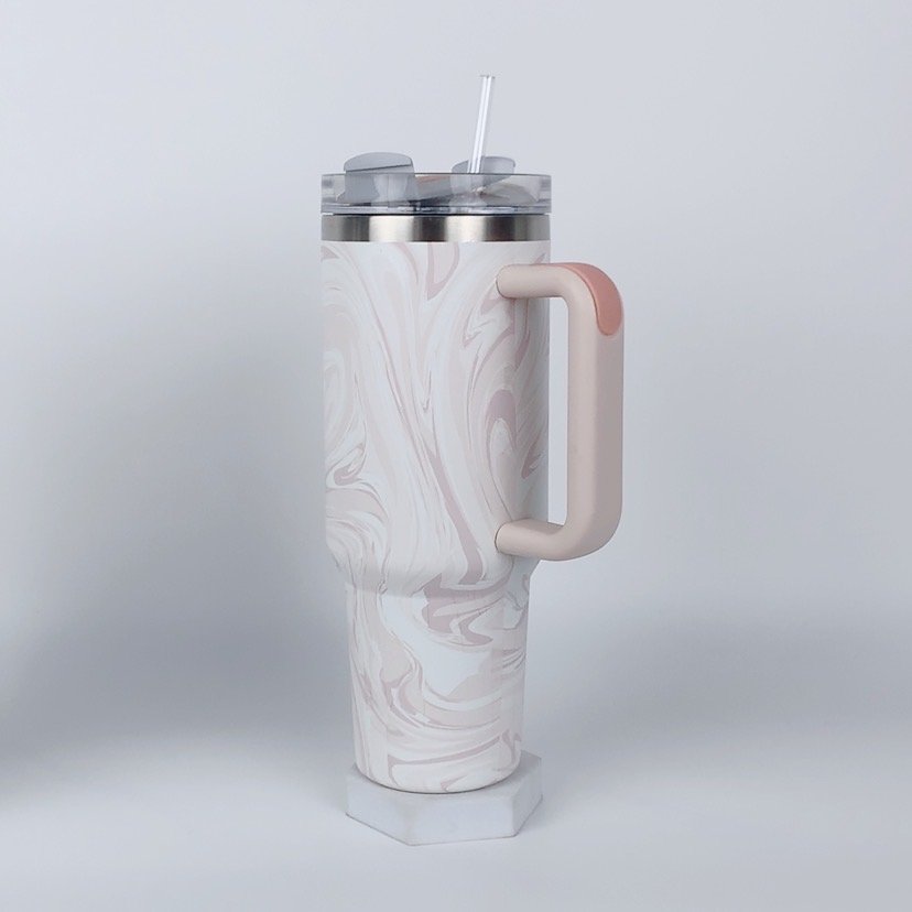 Adventure h2.0 fluid pink 40oz stainless steel insulated tumbler 40 oz travel mug with straw and handle lid