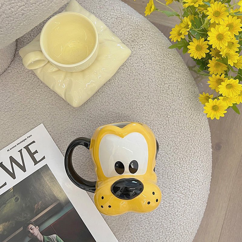 Hand-painted head dog ceramic mug breakfast milk oatmeal cup cute cartoon cups