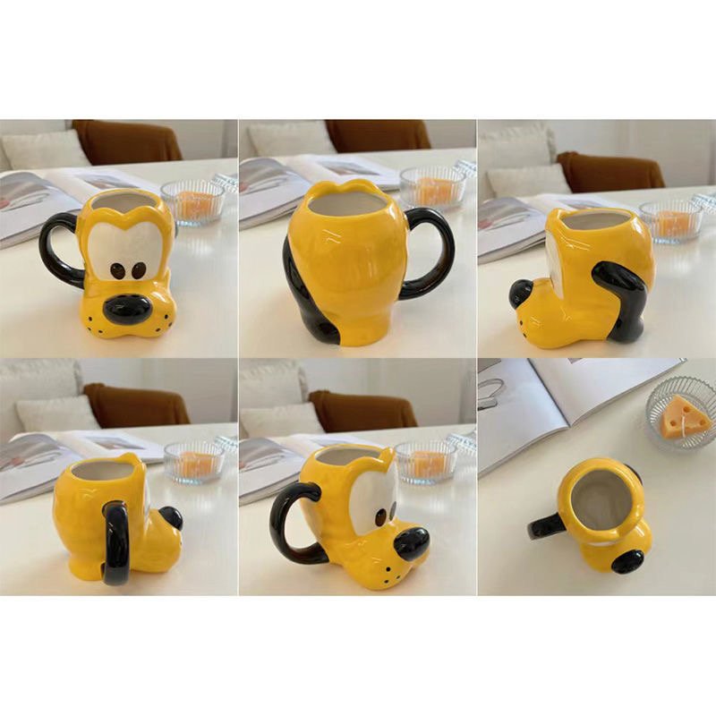Hand-painted head dog ceramic mug breakfast milk oatmeal cup cute cartoon cups