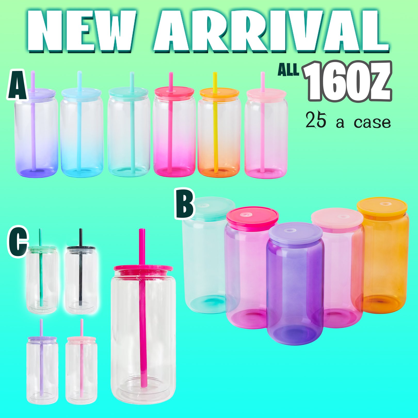 USA Warehouse 16oz Sublimation Clear Frosted Can Glass Mug 16oz Beer Can Cups With Bamboo Lid And Straws