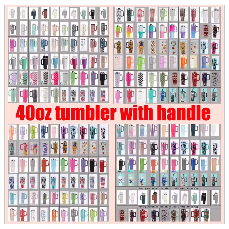 Double Wall Stainless Steel Insulated Vacuum 40oz Tumbler Beer Mug with Straw and Bag