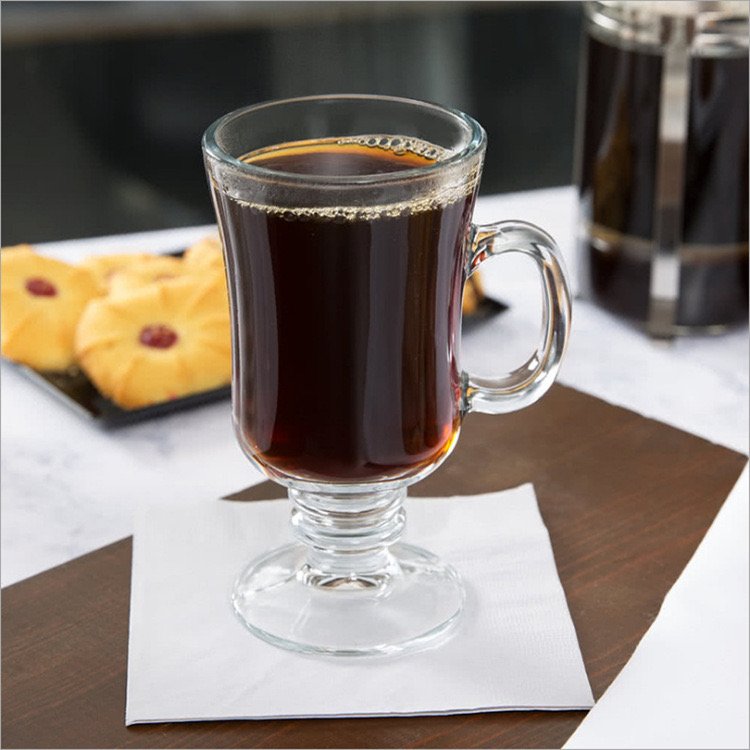 Hot Selling Cheap Price 8oz 250ml Clear Vintage Irish Latte Drinking Glass Coffee Mug With Handle