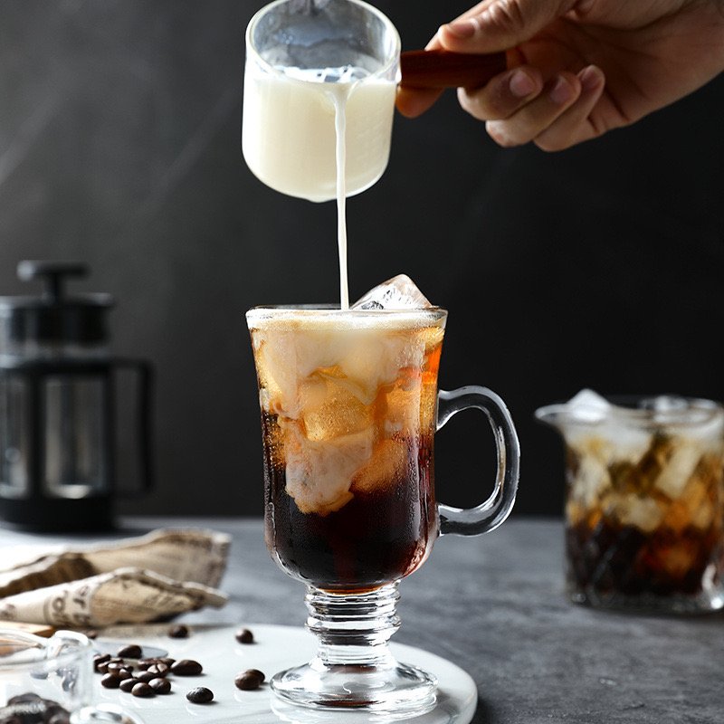 Hot Selling Cheap Price 8oz 250ml Clear Vintage Irish Latte Drinking Glass Coffee Mug With Handle