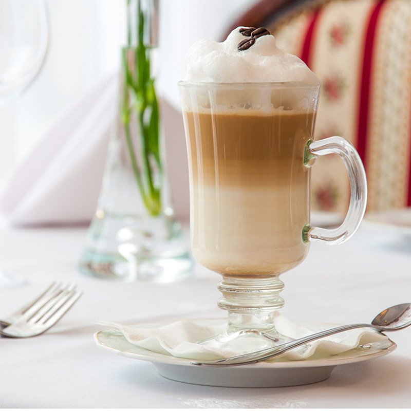 Hot Selling Cheap Price 8oz 250ml Clear Vintage Irish Latte Drinking Glass Coffee Mug With Handle