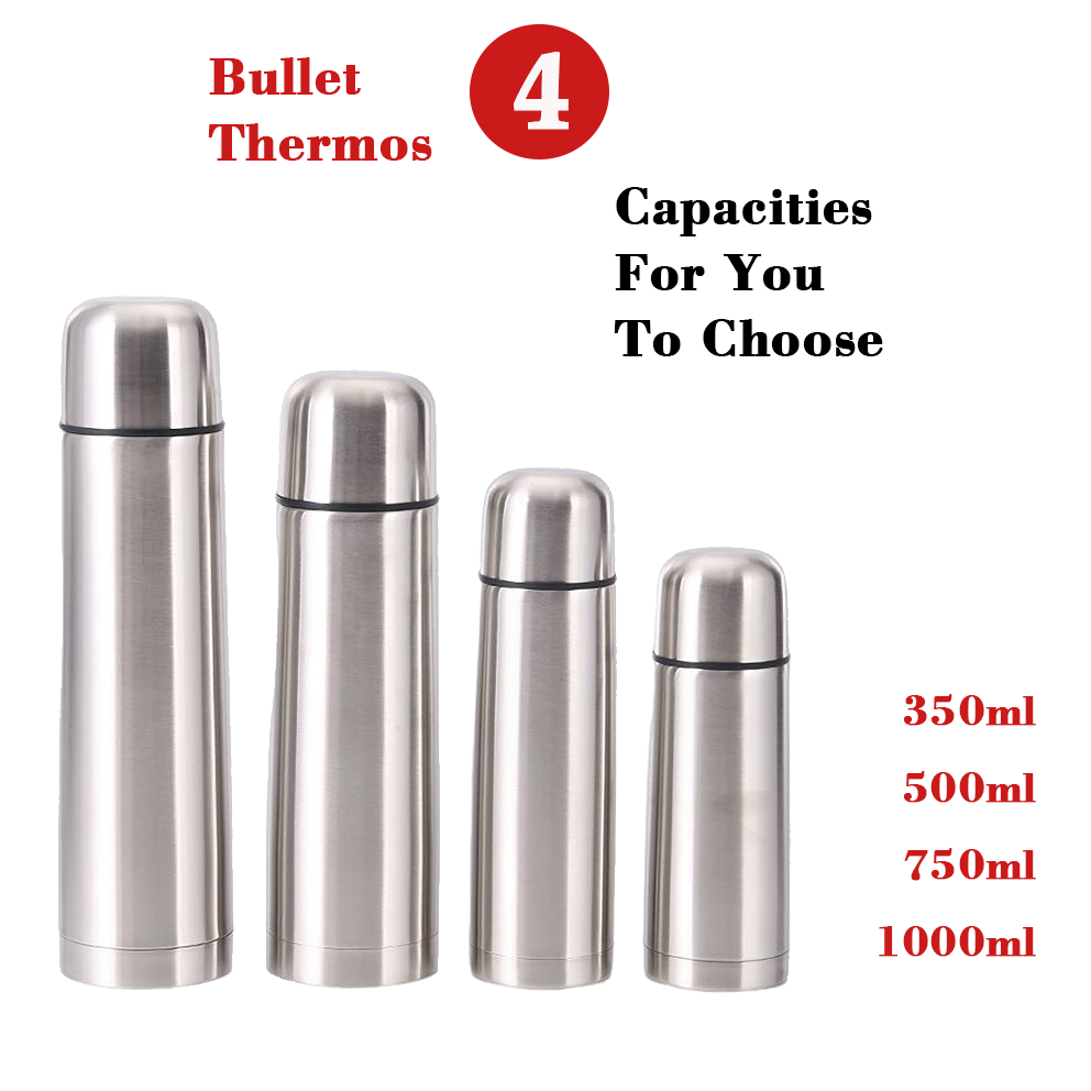 350ml 500ml 750ml 1000ml Double Wall Vacuum Insulated Bullet Stainless Steel Flask Thermos Water Bottle