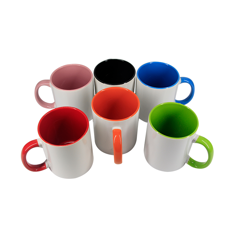 wholesale 11 oz sublimation ceramic mug with color inside colourful mug