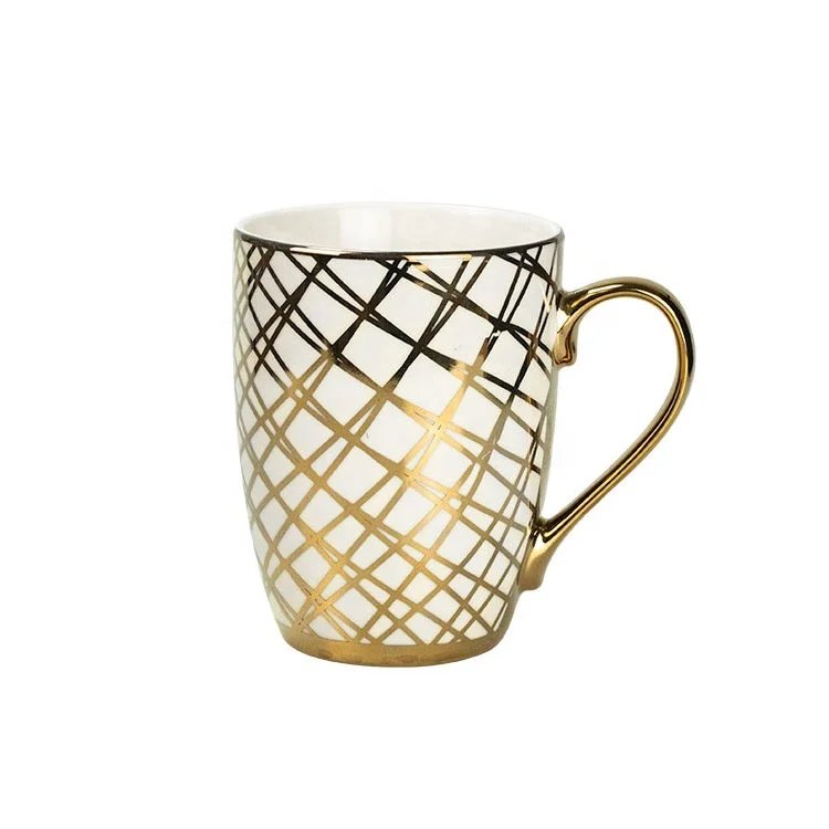 Custom Luxury Electroplated Gold Handle Coffee Cups Arabic Turkish Mugs For Tea Milk Coffee
