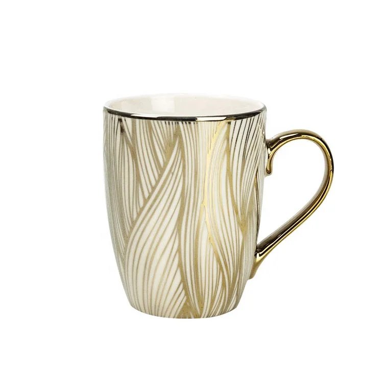 Custom Luxury Electroplated Gold Handle Coffee Cups Arabic Turkish Mugs For Tea Milk Coffee