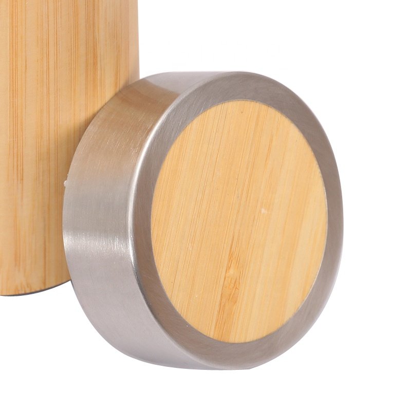 Hot Sale Premium Bamboo Stainless Steel Vacuum Insulated Water Bottle 500ML Double Walled Coffee tea infuser Tumbler Flask