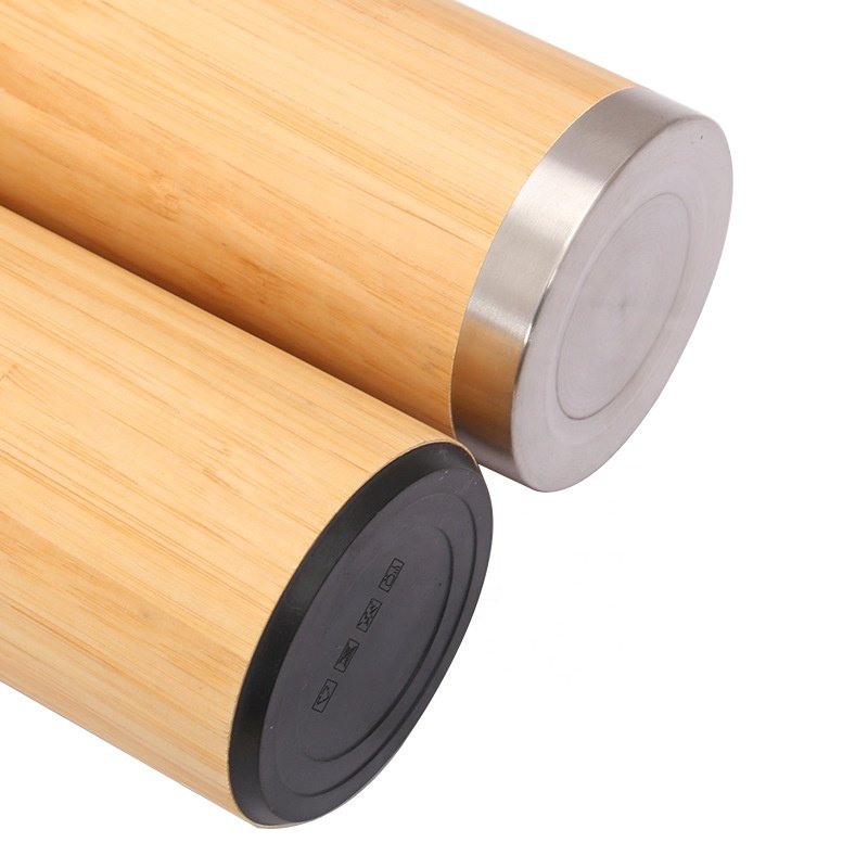 Hot Sale Premium Bamboo Stainless Steel Vacuum Insulated Water Bottle 500ML Double Walled Coffee tea infuser Tumbler Flask