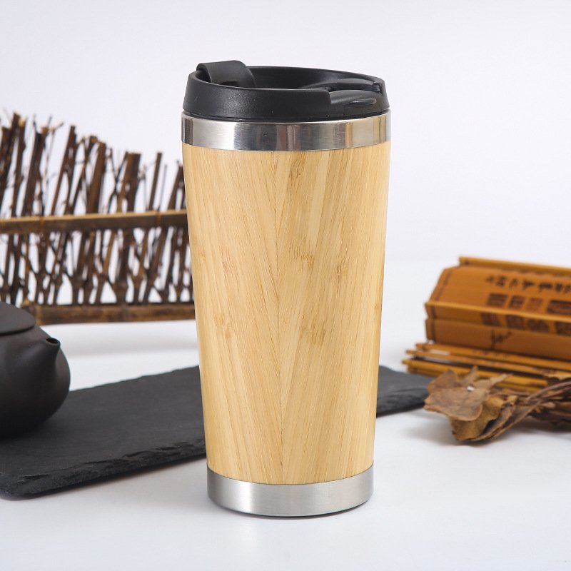 15oz Bamboo Tumbler Coffee Travel Tumbler Coffee Mug Wholesale Wooden Mug Bamboo Travel Insulated Coffee Mug