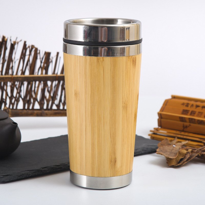 15oz Bamboo Tumbler Coffee Travel Tumbler Coffee Mug Wholesale Wooden Mug Bamboo Travel Insulated Coffee Mug