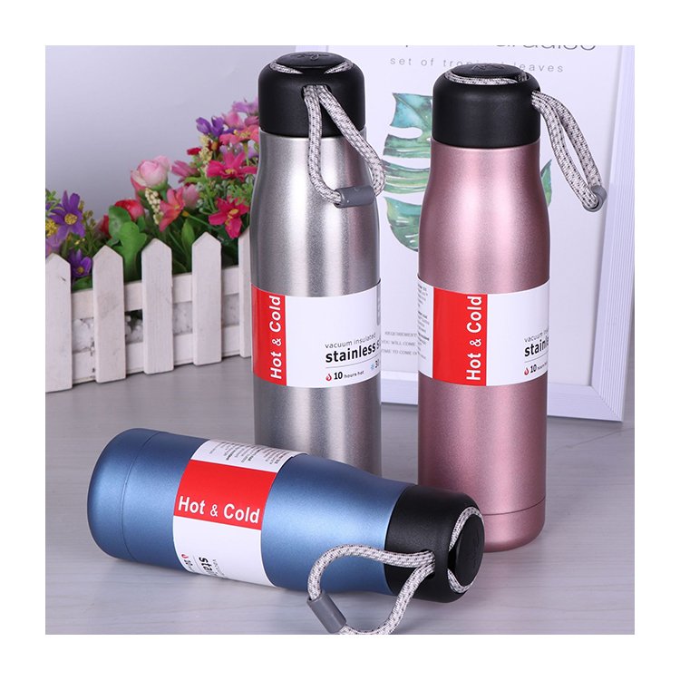 Portable metal stainless steel handle vacuum flask