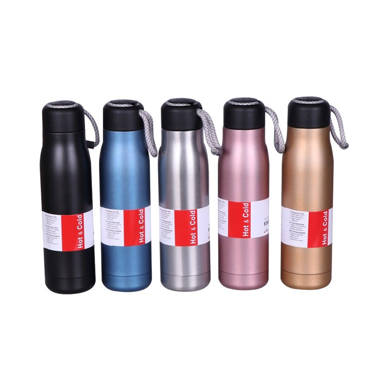 Portable metal stainless steel handle vacuum flask