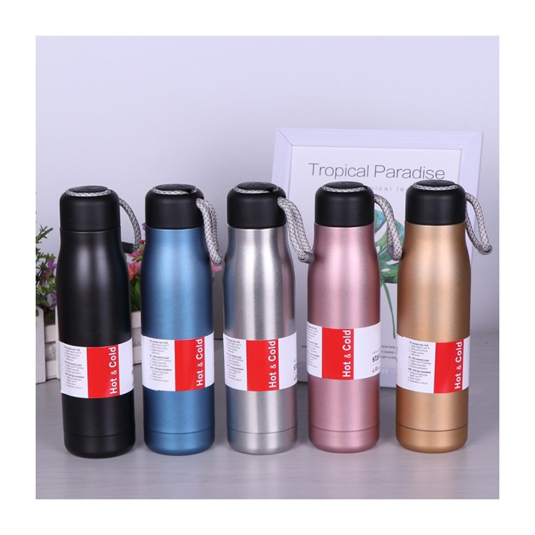 Portable metal stainless steel handle vacuum flask