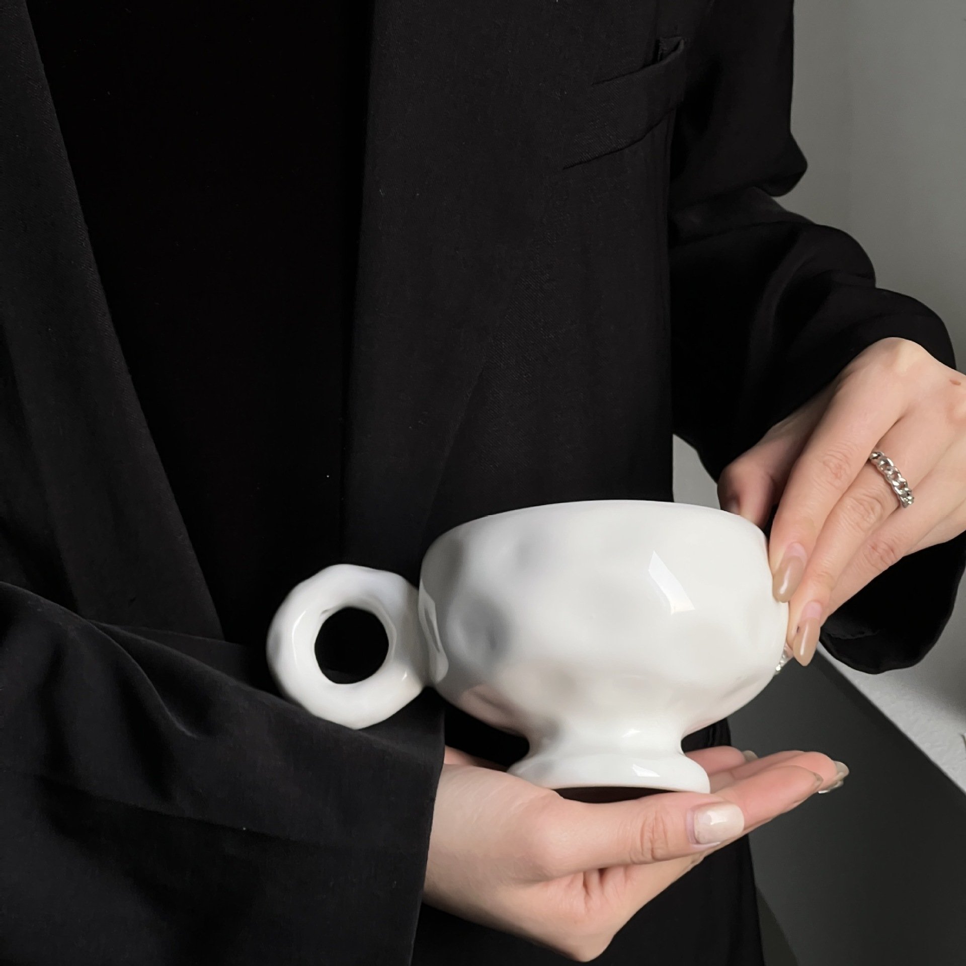 Lelyi Household large-capacity original hand-knealed ceramic mug simple and high-value coffee cups
