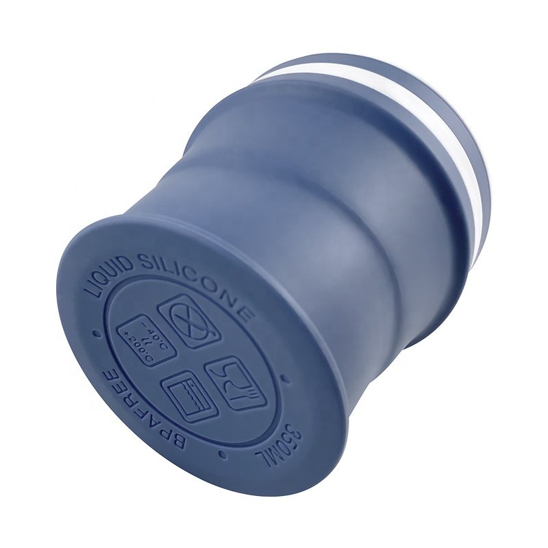 Custom Food Grade Pla tinum Silicone Cup Portable Outdoor Folding Pocket Size Collapsible Silicone Travel Cup 350ml Coffee Mug