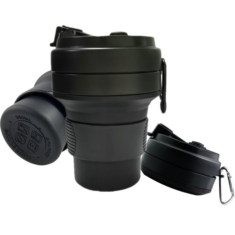 Custom Portable Eco Foldable 16oz 350ML 450ML 500ML 550ML Outdoor Travel Reusable Silicone Folding Collapsible Coffee Cup Mug