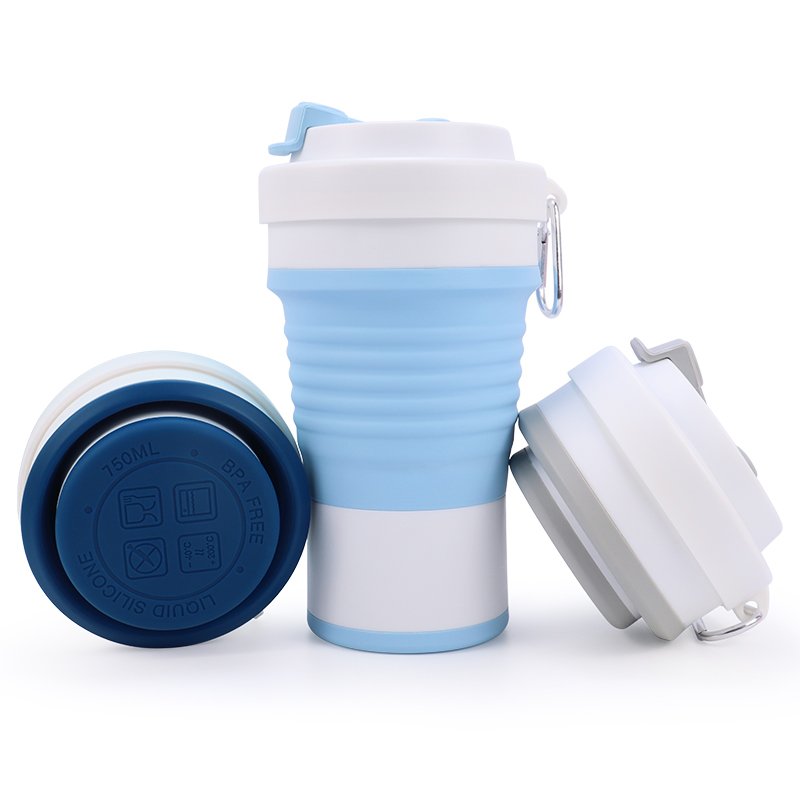 Custom Portable Eco Foldable 16oz 350ML 450ML 500ML 550ML Outdoor Travel Reusable Silicone Folding Collapsible Coffee Cup Mug
