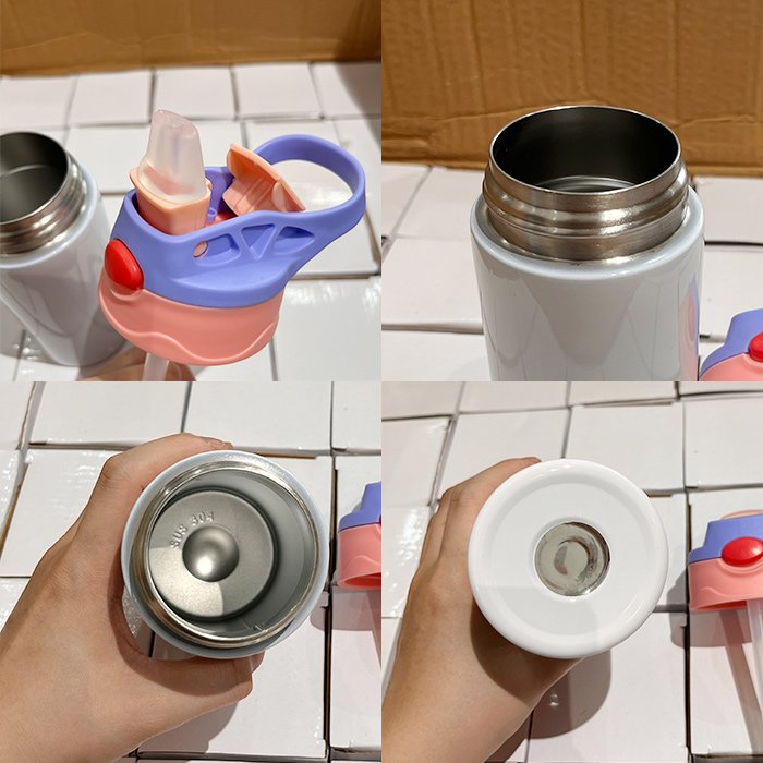 12oz double wall kids sublimation water bottle stainless steel drink cup 350ml tumbler juice coffee mug with handle