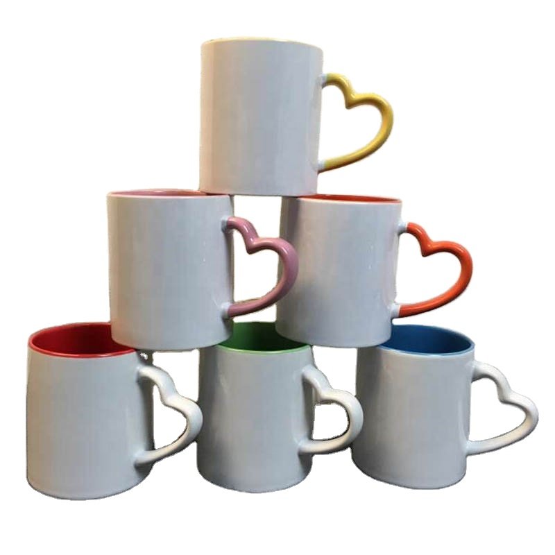 Custom Christmas Gifts 11oz Inner Color Handle Color Sublimation Blank Coffee Mug For DIY Craft Gifts