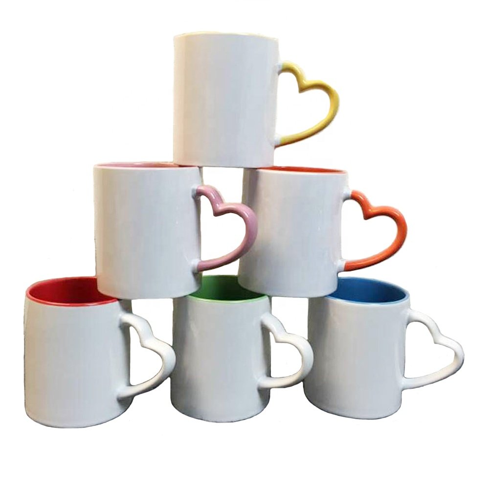 Custom Christmas Gifts 11oz Inner Color Handle Color Sublimation Blank Coffee Mug For DIY Craft Gifts