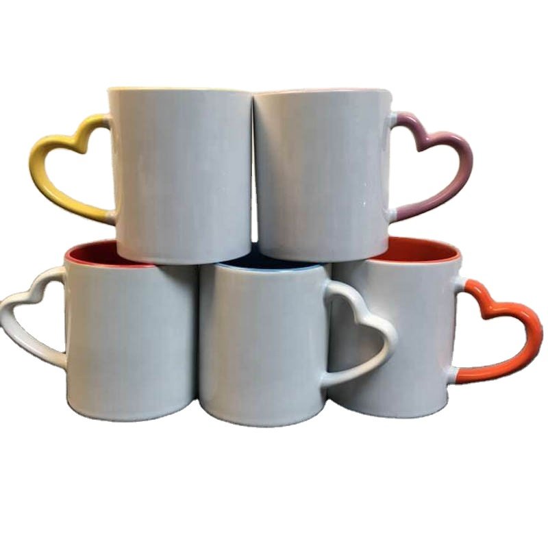 Custom Christmas Gifts 11oz Inner Color Handle Color Sublimation Blank Coffee Mug For DIY Craft Gifts