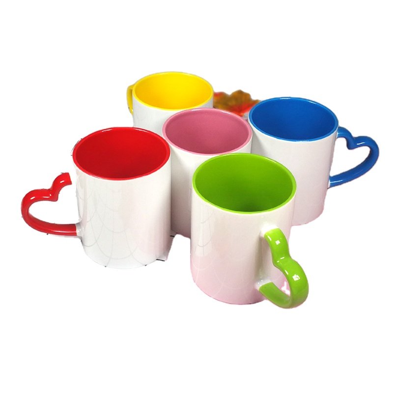 Custom Christmas Gifts 11oz Inner Color Handle Color Sublimation Blank Coffee Mug For DIY Craft Gifts