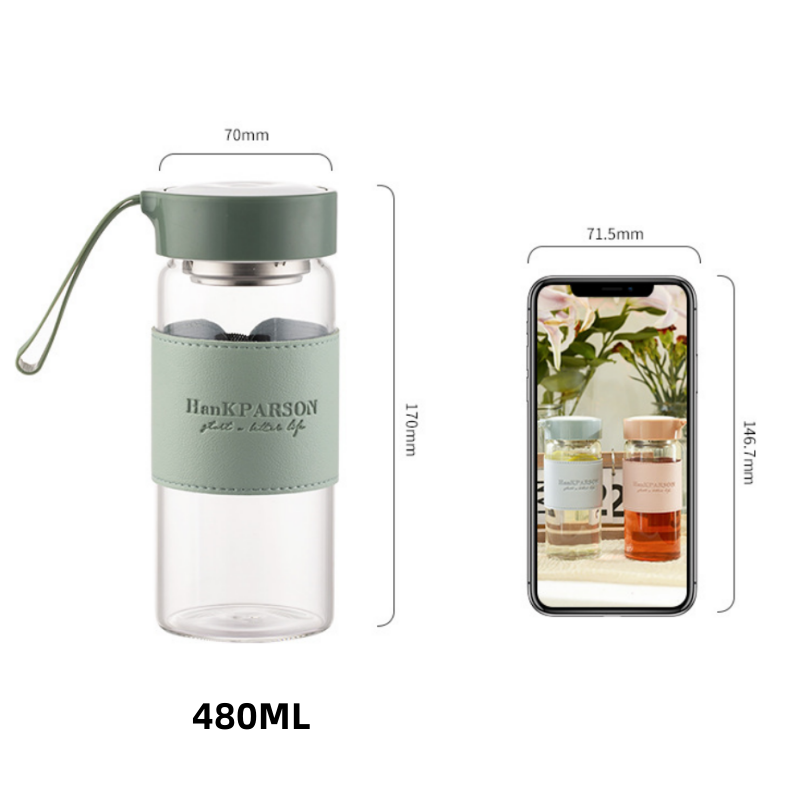 Simple Style Summer High Borosilicate Glass Water Cup Transparent Portable Water Bottle With Leather Cup Cover