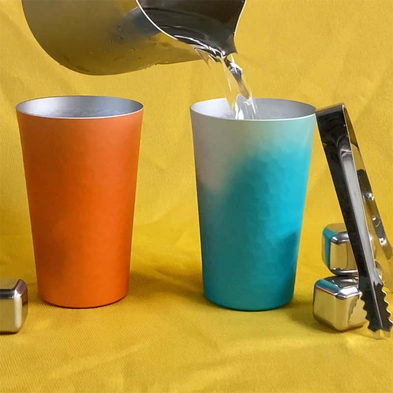 Custom Cold Drink Cup Beer Mug Recycled Aluminum Cold Water Changing Color Water Cups