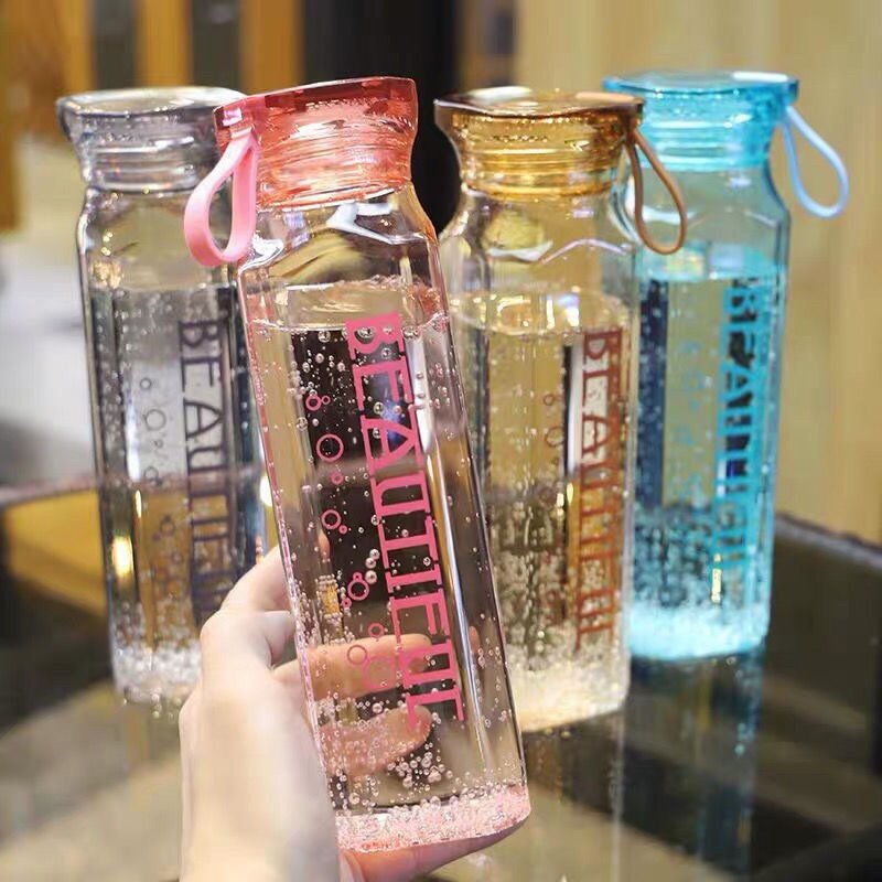 Wholesale Cheap Portable Glass Drinking Water Bottle 500ml Creative Diamond Pattern Glass Water Cup With Lid
