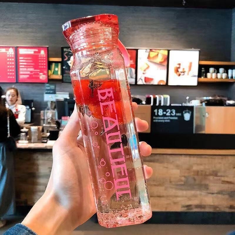 Wholesale Cheap Portable Glass Drinking Water Bottle 500ml Creative Diamond Pattern Glass Water Cup With Lid