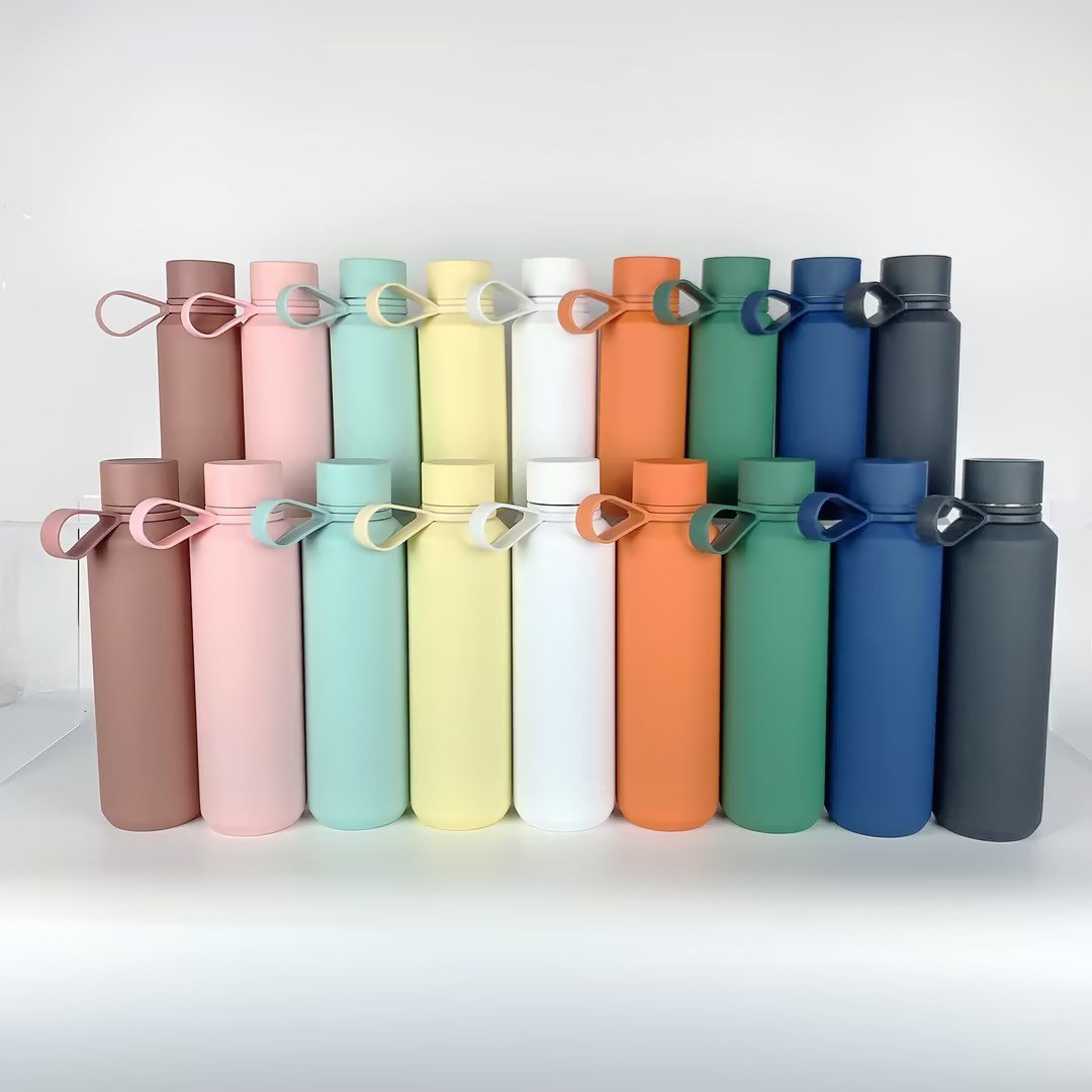 360ml colorful 304 stainless steel matte vacuum insulation water bottle with portable handle