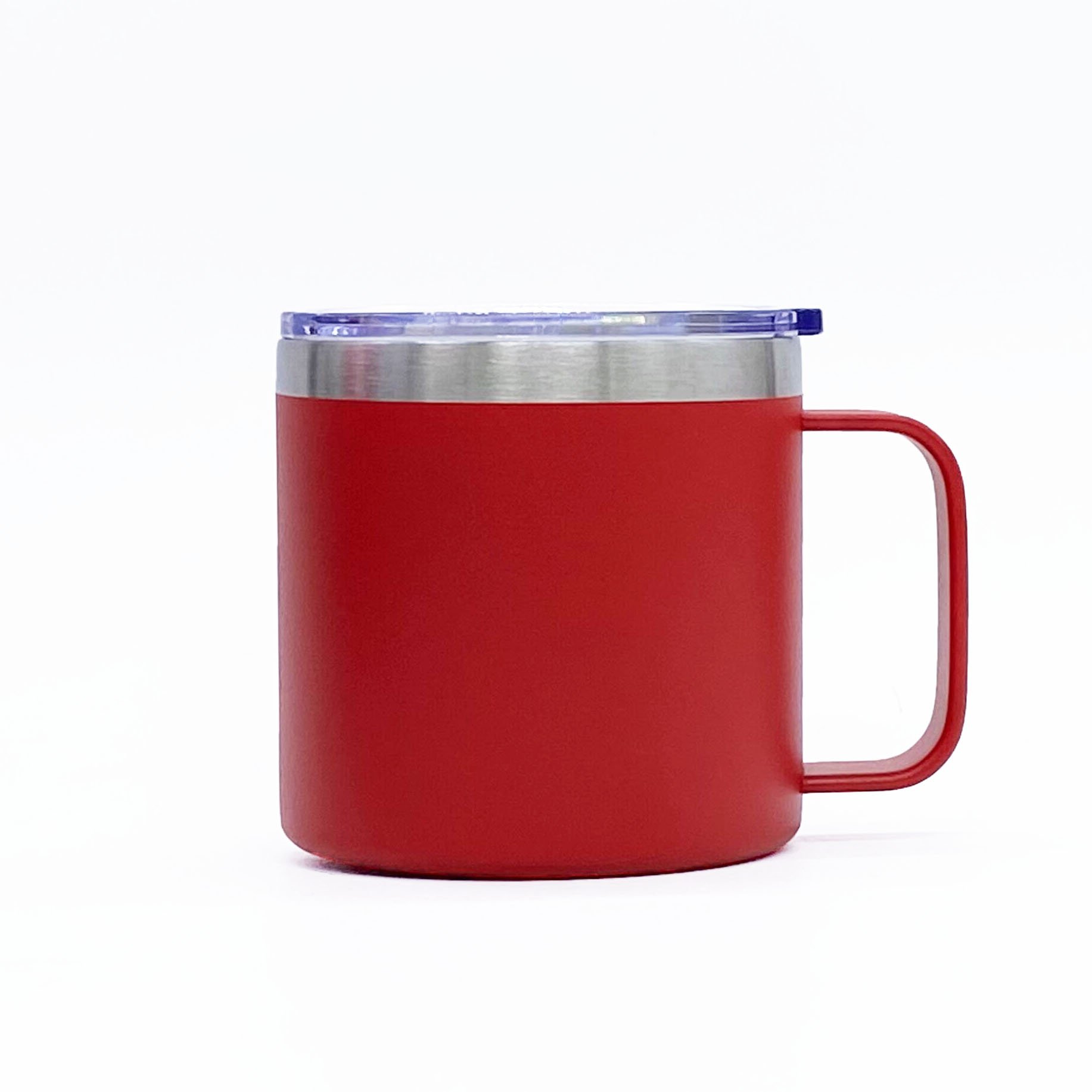 powder coated 14oz stainless steel vacuum insulated tea cup travel coffee mug with lid and handle