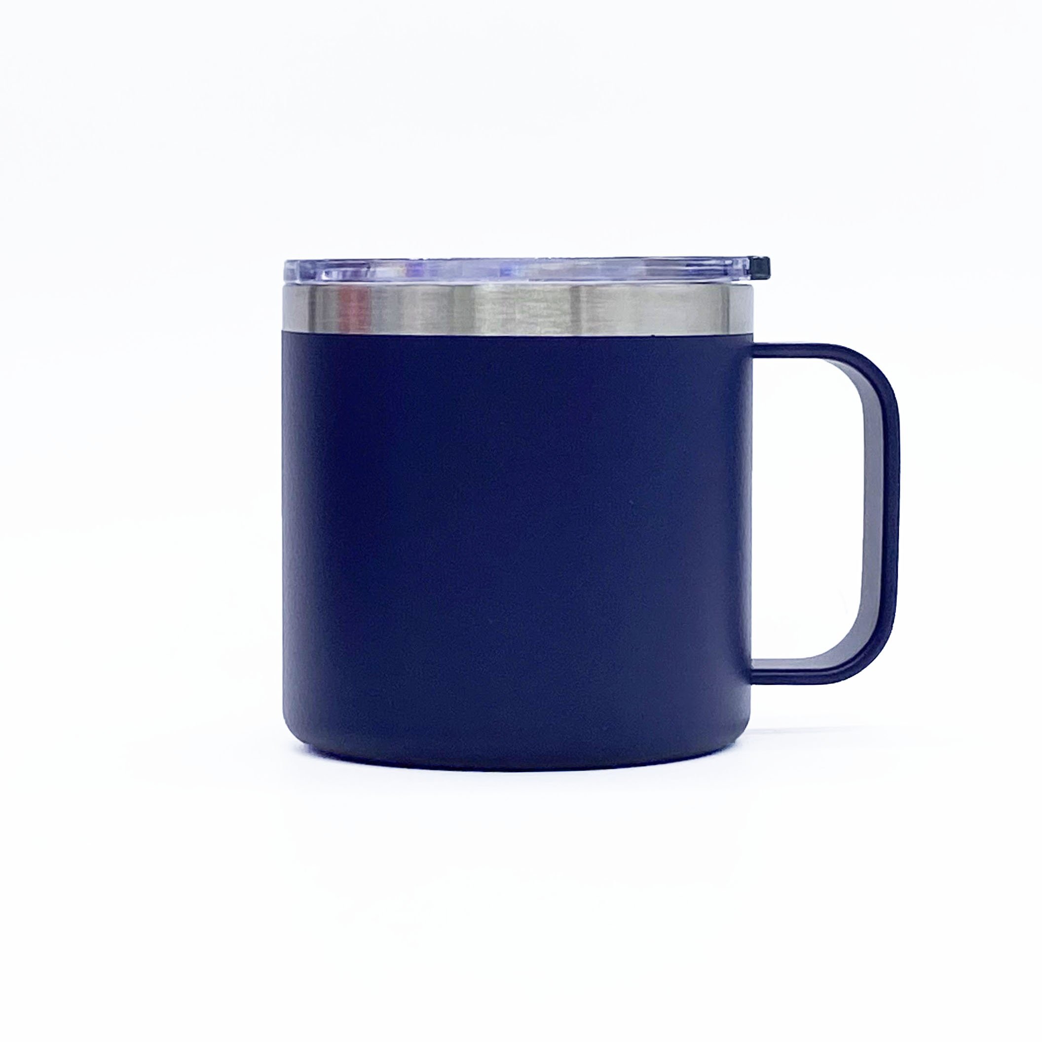 powder coated 14oz stainless steel vacuum insulated tea cup travel coffee mug with lid and handle