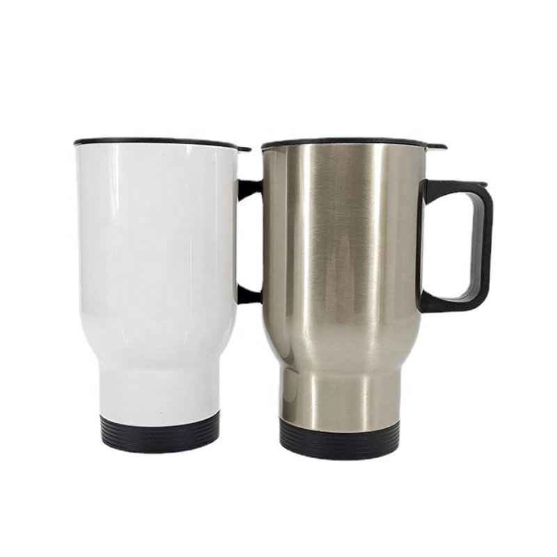 16oz stainless steel sublimation camping coffee mug with lid & handle and color box packing