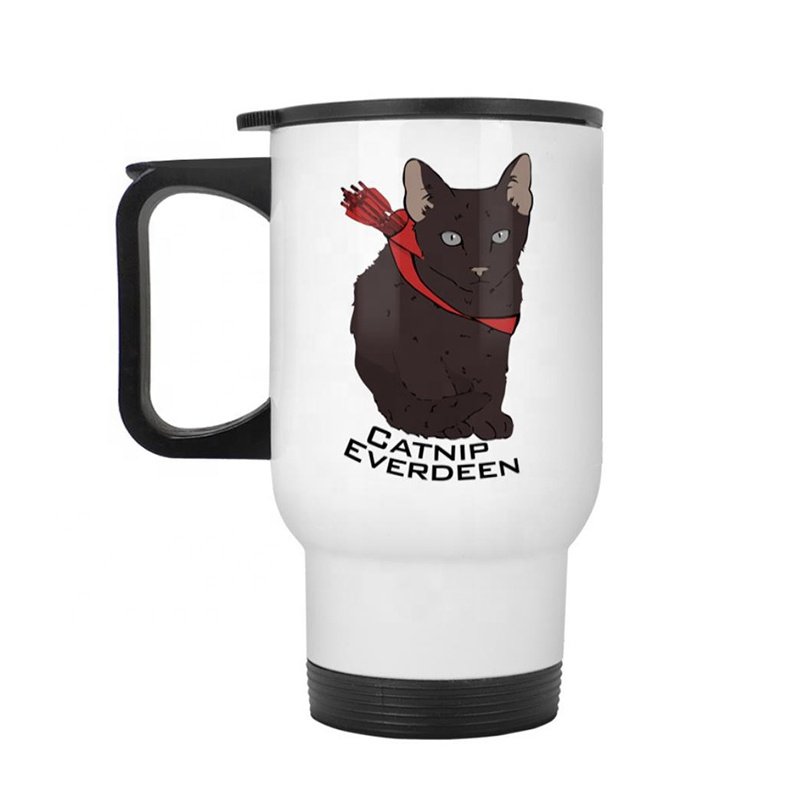16oz stainless steel sublimation camping coffee mug with lid & handle and color box packing