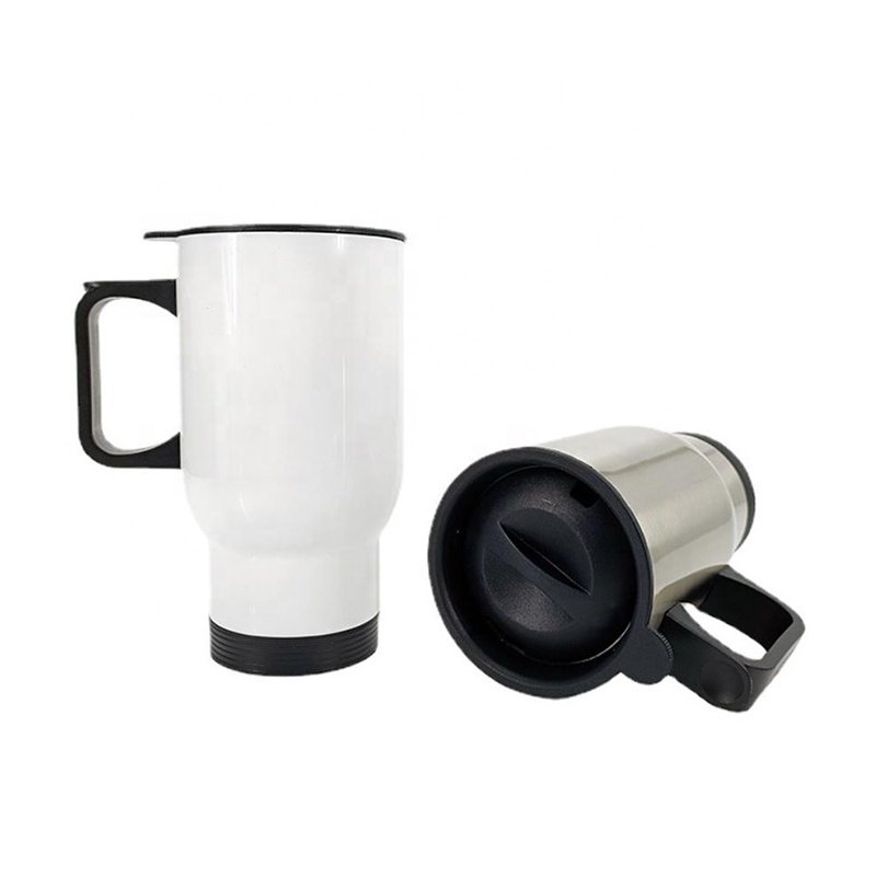 16oz stainless steel sublimation camping coffee mug with lid & handle and color box packing