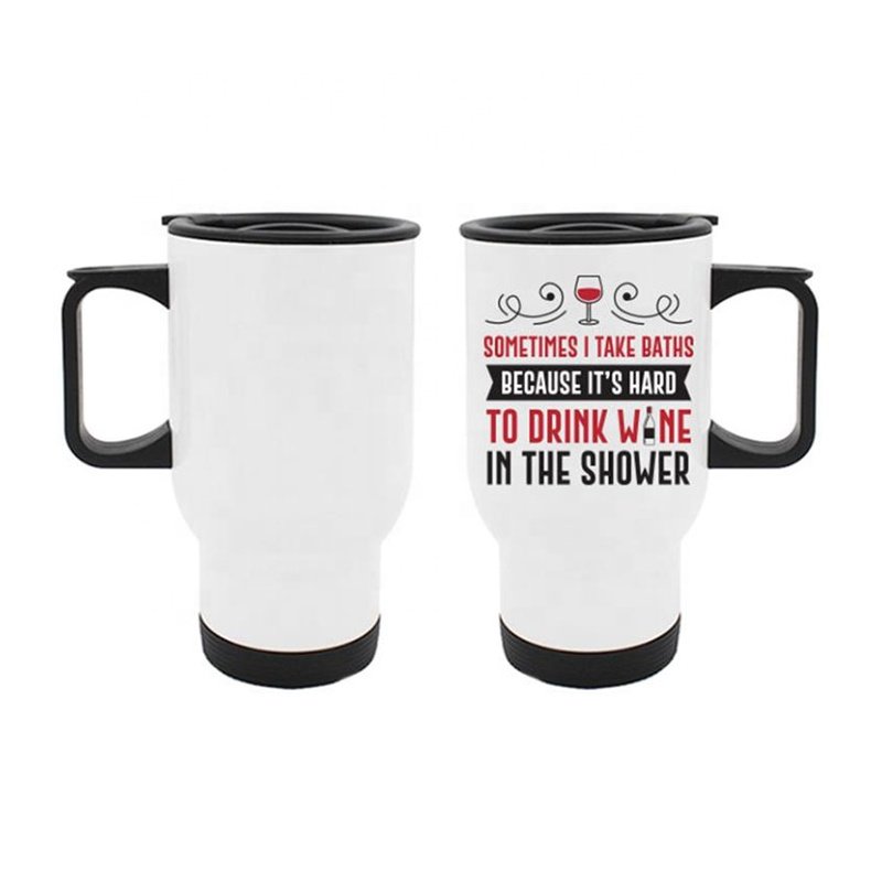 16oz stainless steel sublimation camping coffee mug with lid & handle and color box packing