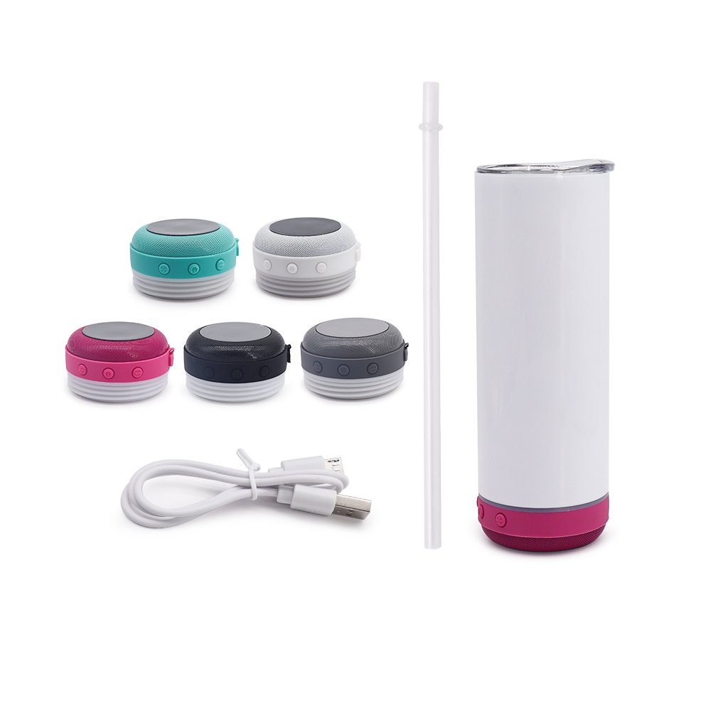 USA warehouse charging stainless steel double wall music cups with sublimation blank speaker tumbler 20oz wholesale
