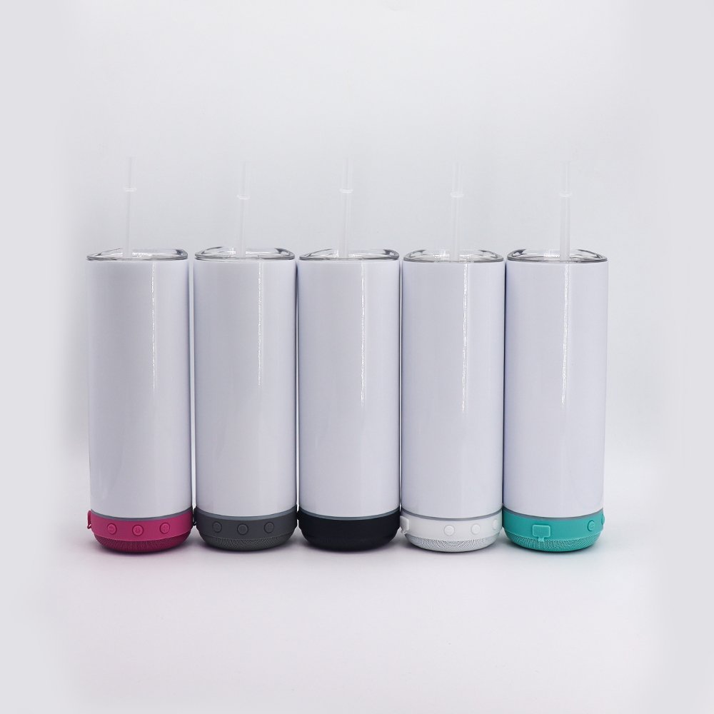 USA warehouse charging stainless steel double wall music cups with sublimation blank speaker tumbler 20oz wholesale