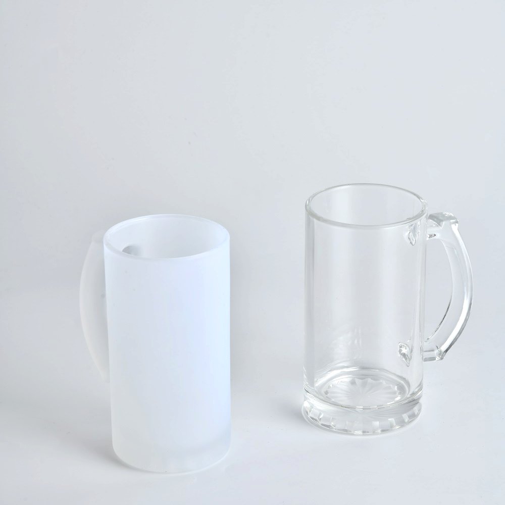USA warehouse Sublimation Glass Cup Sublimation Blank Beer Mug 16oz 400ml Transparent Frosted Beer Mug Sublimation Beer Mug