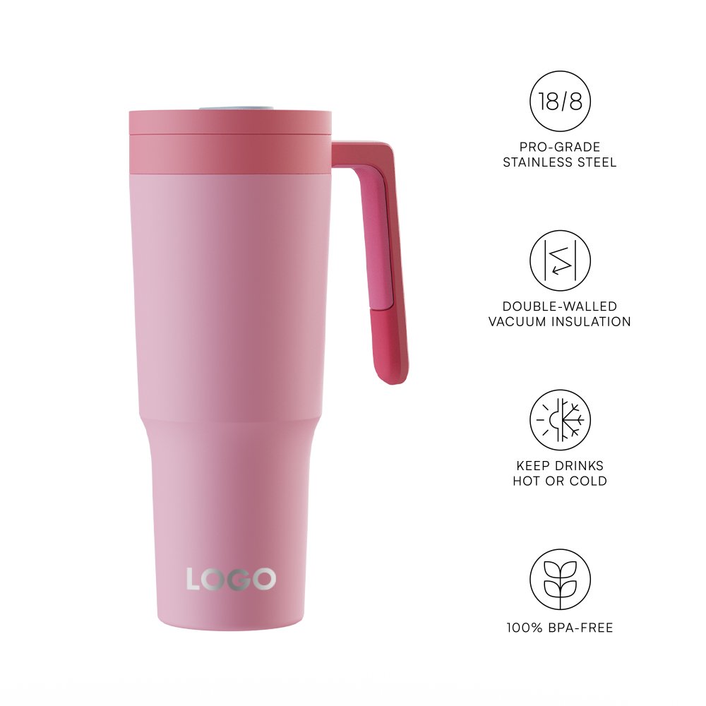 40oz Thermal Cup with Handle Sports Tumblers Stainless Steel Vacuum Insulated Travel Mug with Leakproof Straw Lid