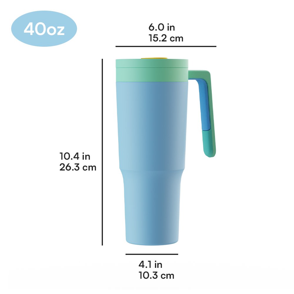 40oz Thermal Cup with Handle Sports Tumblers Stainless Steel Vacuum Insulated Travel Mug with Leakproof Straw Lid