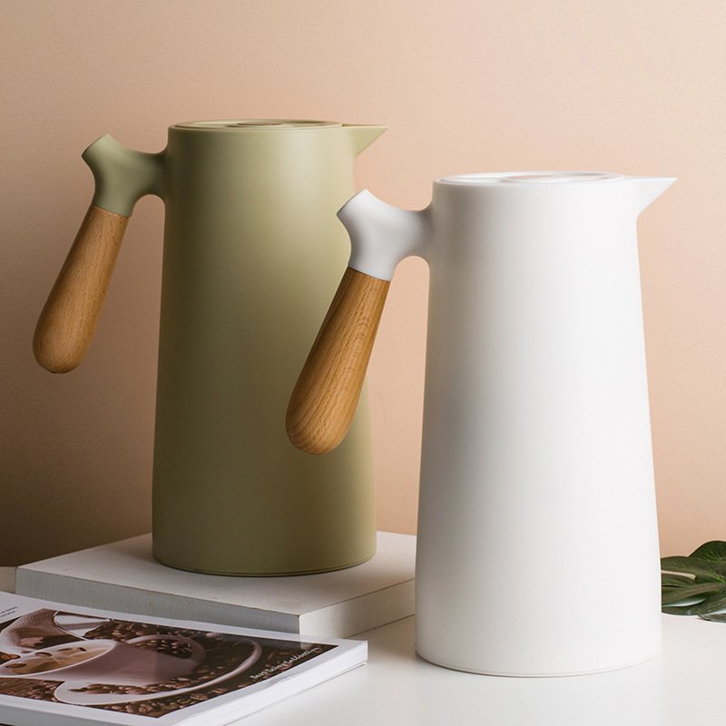 Hot Selling Vacuum Insulated Thermos Flask with Bamboo Handle Tea Coffee Pot For Coffee Carefe Pot