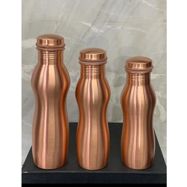 100% Copper Metal Shiny Polished Finishing Copper Water Bottle Best For Outdoor Camping Traveling Water Drinking Bottle