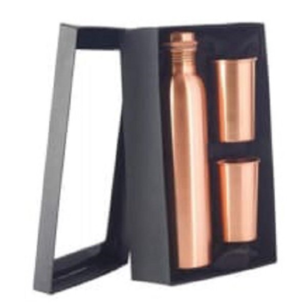 100% Copper Metal Shiny Polished Finishing Copper Water Bottle Best For Outdoor Camping Traveling Water Drinking Bottle