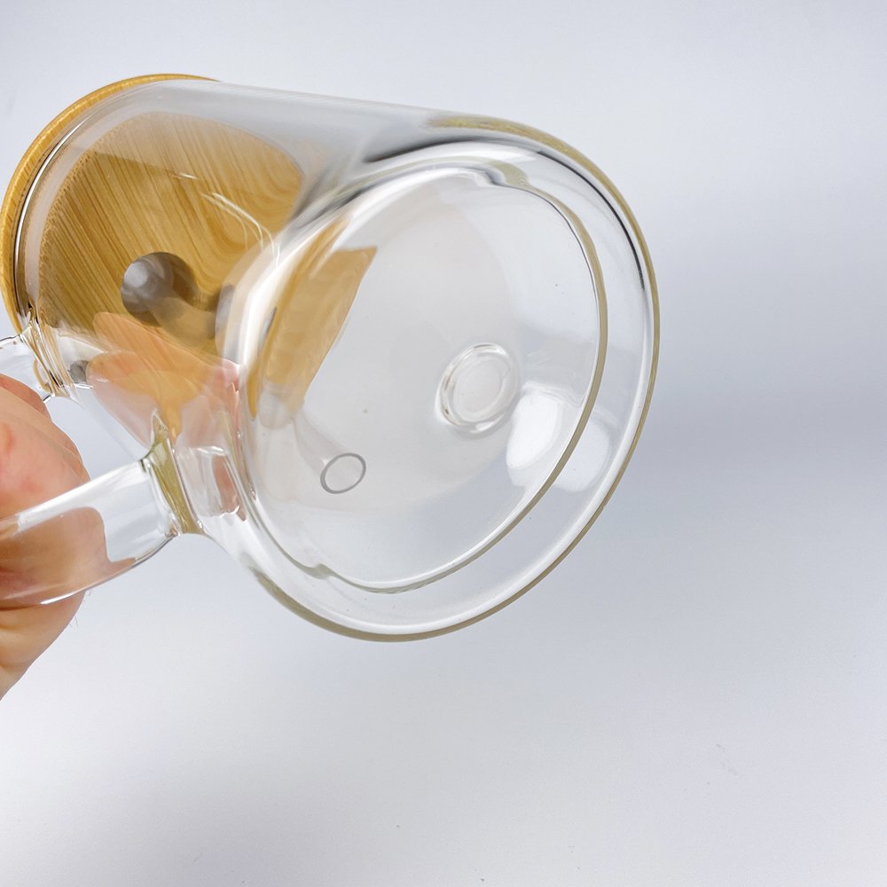 25 pack US warehouse Clear blank sublimation predrilled hole 15oz double wall glass mug with handle-15SNOWAA